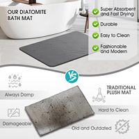 Tapis de bain en pierre de diatomite, séchage rapide, antidérapant, facile à nettoyer, tapis de sol pour douche, 23,6x15,4 pouces