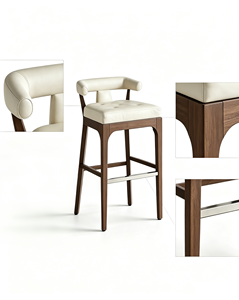<span class=keywords><strong>Tabouret</strong></span> de bar courbé de style néo-chinois, siège rembourré pour hôtel, bistrot, salle à manger privée, réception d'hôtel familial - Product Image 5