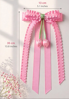 Nœud pour cheveux de demoiselle d'honneur, décoration de cheveux pour la première communion, nœud de baptême, nœud élégant en ruban long, nœud tulipe, accessoires romantiques pour cheveux en ruban