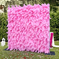 Mur de fleurs artificielles en tissu plume rose 5D, toile de fond pour mariage et Saint-Valentin, rouleau de tissu décoratif pour événements et fêtes, 2,4x1,2m