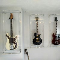 Étui de guitare électrique transparent verrouillable à montage mural, vitrine de guitare en acrylique avec éclairage