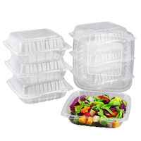 Vente en gros 8x8x3 Boîte à lunch jetable en plastique transparent Récipients alimentaires micro-ondables avec couvercle pour utilisation au restaurant
