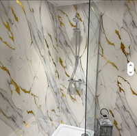 Panneau mural en PVC effet marbre doré de luxe avec service de découpe 4x8 pieds, ignifuge et étanche