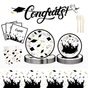 Juego de vajilla desechable para fiesta temática de graduación 2026, plato y vaso de papel, mantel, Pancarta, accesorios para fiesta de graduación - Product Image 2