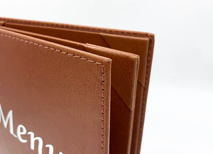 Porte-menu en cuir marron imitation cuir pour restaurant, 4 pages, pour menu de restaurant - Product Image 3