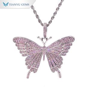 Collar con colgante en forma de mariposa Tianyu, joyería hip-hop con incrustaciones de pavé, delicado collar de cadena de cuerda estilo hip-hop, adecuado para mujeres - Product Image 1