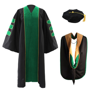 Jing Zherui <b>Doctoral</b> Graduation Gown <b>Set</b> With Cap And Hood For Academic Ceremony Adult Unisex Woven Fabric - Product Image 2