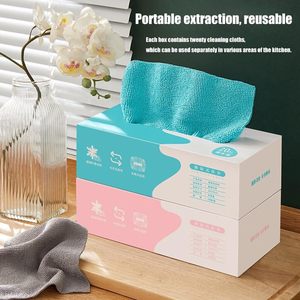 Chiffons en microfibre réutilisables 7,9" x 7,9" sans bords, serviettes en tissu éponge, 20 chiffons de nettoyage en microfibre en boîte - Product Image 3