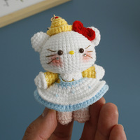 Nouveau Pendentif Chat Princesse Mignonne 2026, Breloque Amigurumi Mini Chat en Peluche Y2K Faite à la Main au Crochet, pour Sac et Porte-clés