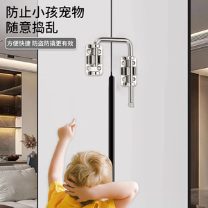 Loquet de porte multi-angles en acier inoxydable 90/180 degrés, installation sans perçage, antivol, sécurité enfant, verrou de cage pour animaux de compagnie - Product Image 3