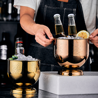 Seau à glace en acier inoxydable de qualité supérieure, épaissi, pour champagne, bière, vodka, idéal pour les bars, restaurants et tables de dîner occidentales