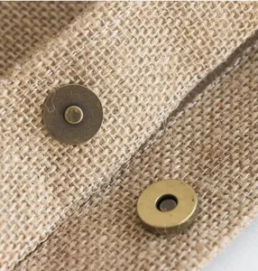 Custom Printing Logo Letter Pattern Burlap Jute Waterproof <b>Medium</b> <b>Size</b> Portable Shopping Gift <b>Bag</b> for Women - Product Image 2