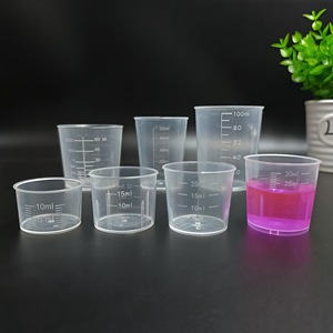 Tasses à mesurer en plastique 10-300 ml à ouverture ronde transparentes graduées pour l'échantillonnage et la distribution en laboratoire - Product Image 2