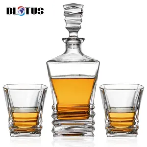 Juego de decantador de cristal hecho a mano sin plomo de 28oz de alta calidad con gafas, juego de decantador de whisky con Alcohol, accesorios de barra