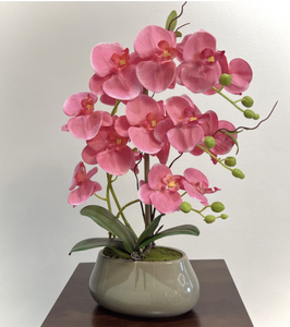 <span class=keywords><strong>N</strong></span>-58 Orchidee Artificiali di Lusso Bianche e Rosa con Fiori in Lattice Realistici e Vaso in Ceramica, Pianta di Orchidea Artificiale in Vaso in Vendita - Product Image 4