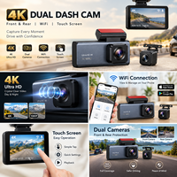 Boîte noire de voiture 4K, mini caméra de tableau de bord 4K, caméra de voiture Wifi à double objectif avant et arrière, vision nocturne, contrôle par application, capteur G
