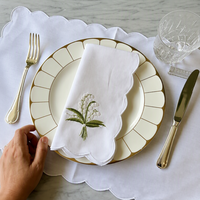 Ensembles de nappes et sets de table brodés à la main motif Muguet, 100% coton, bord festonné, pour la table de mariage