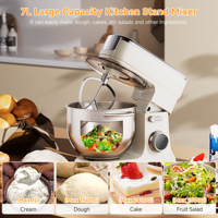 Robot de cuisine multifonction 7L avec hachoir à viande, poussoir à saucisses, crochet pétrisseur, fouet, pour pétrir la pâte à gâteau et à pain, idéal pour la pâtisserie maison