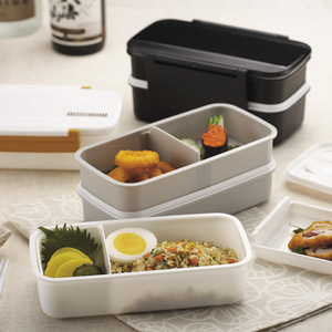 Customized European American Style Lunch <b>Box</b> Microwaveable Bento <b>Plastic</b> Double Layer Buckle <b>Large</b> Capacity 800-1000ml - Product Image 1