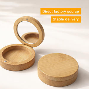 Wholesale Eco Bamboo Round Cosmetic <b>Makeup</b> <b>Mirror</b> OEM Custom Logo With Storage Case <b>For</b> Travel Gift Use - Product Image 3