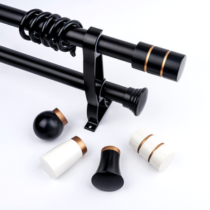 Iksun Wholesale Aluminium Decorative Window Double Curtain <b>Rod</b> Black Accessories - Product Image 1