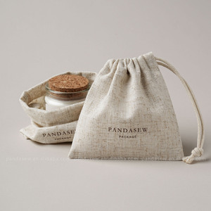 PandaSew Custom Logo Bamboo-joint Linen Drawstring Bag for <b>Ring</b> Earring Necklace Gift Packaging Jewelry Pouch - Product Image 5