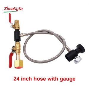 CO2 Refill <b>Charging</b> <b>Adapter</b> with 24" Stainless Steel Braided Air Hose for W21.8 Carbon Dioxide Tank Filling G1/2 2000PSI - Product Image 2