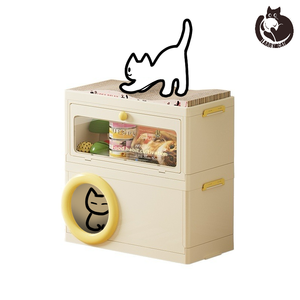 Lit pour animaux de compagnie multifonctionnel, respirant et imperméable en plastique pour petits appartements - Boîte de rangement à deux niveaux pour les races miniatures, petites et moyennes - Product Image 1