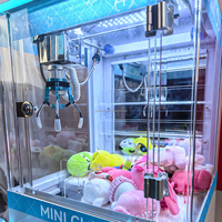 Mini machine à griffes pour peluches, poste unique, format compact, lumières LED néon, à monnayeur, pour salle de jeux