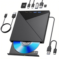 Nuevo HUB 7 en 1 con Unidad Óptica Externa USB 3.0 Tipo-C, Lector/Grabador de CD/DVD para Laptop y PC de Escritorio