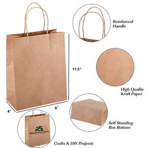 Logo Print Kraft Paper Bag Manufacturer Recycle Paper Shopping Bag with Your Own logo White Craft Paper Bag with Handle - Product Image 5