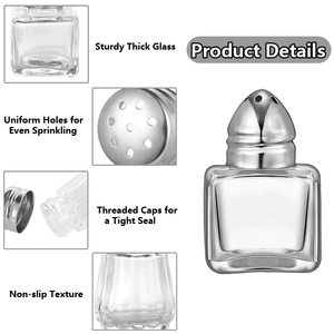 Mini salières <span class=keywords><strong>et</strong></span> poivrières en verre transparent pour mariage, fête, maison, 0,5 oz, forme cubique, petites salières <span class=keywords><strong>et</strong></span> poivrières avec couvercles ton sur ton - Product Image 3