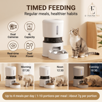 Distributeur automatique intelligent pour animaux de compagnie 4L en plastique étanche avec double caméra, contrôle à distance via application WiFi, minuterie d'alimentation, enregistreur vocal et alerte de faible niveau de nourriture