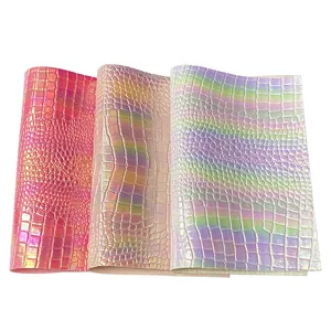 12 x 53英寸彩虹鳄鱼纹皮革，用于制作手机套、笔记本和礼品盒PU皮革
