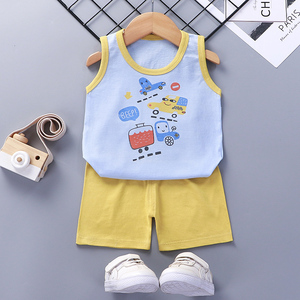 Vêtements pour enfants, ensembles de t-shirts sans manches et shorts d'été, vente en gros d'ensembles de vêtements pour bébés garçons, 2 pièces - Product Image 5