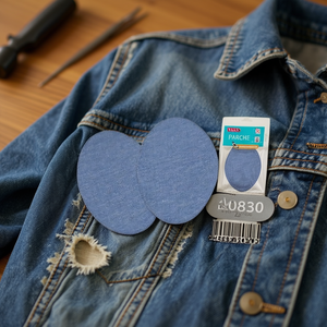 Patch in denim Ilan 9,5X14cm 2 pezzi azzurro chiaro per riparazione abbigliamento - Product Image 4