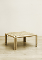 Offre Spéciale moderne table basse en bois massif personnalisée avec tabouret en pierre salon de l'hôtel villa ensemble de meubles de maison