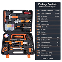 Kit d'outils manuels polyvalents pour la maison, 52 pièces, avec lampe de poche, marteau, pinces, jeu de douilles pour le bricolage, les meubles, les tâches de réparation quotidiennes à la maison