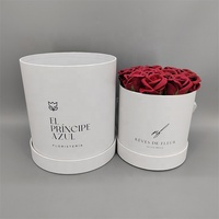 Boîtes à fleurs rondes en matériaux recyclés, carton rigide, revêtement UV, gaufrage, dorure à chaud, logo personnalisé, emballage cadeau