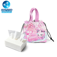 Sac à mouchoirs de voyage facile à transporter, pochette à cordon, pochette à mouchoirs suspendue, sac à mouchoirs multi-usages personnalisé avec motif d'anime