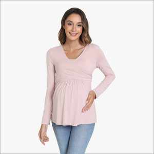 ชุดคลุมท้องไซส์ใหญ่ เสื้อผ้าสำหรับหญิงตั้งครรภ์ ชุดนอนผ้าไผ่ เสื้อยืดสำหรับให้นมพร้อมบราในตัว ชุดคลุมท้อง ชุดนอนผ้าไผ่โมดอล - Product Image 4