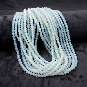 Perles d'Opale Blanche Naturelle en Vrac, Perles Rondes Simili-Verre, Perles de Graines Polies pour la Fabrication de Bijoux - Product Image 3