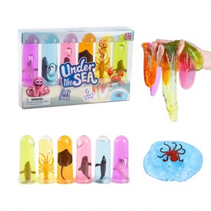 Short Test Tube Jar Ocean Series <b>Slime</b> with Marine Animal Accessories (6 Jars in PVC Box for Children - Product Image 1