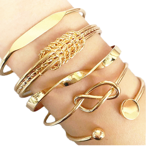 Conjunto de Pulseras Gruesas de Zinc Chapadas en Oro Estilo Punk para Mujer - Product Image 3