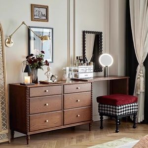 ตู้ลิ้นชักสไตล์วินเทจ 6 ชั้น ทำจากไม้เนื้อแข็ง สำหรับเก็บของในห้องนอน พร้อมฟังก์ชั่นจัดเก็บ - Product Image 4