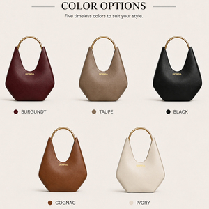 Sac à main structuré pour femme, forme croissant, aspect cuir, poignée métallique, élégant sac à bandoulière, sac à main quotidien tendance pour le travail - Product Image 6