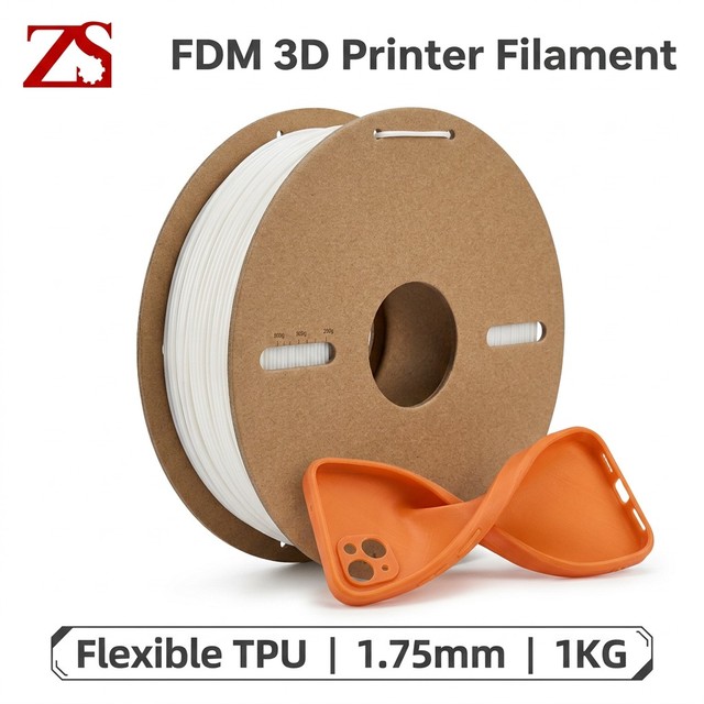 TPU Flexible 3D Printer Filament 1.75mm 0.5kg FDM Soft Rubber-Like Material 95A Shore Hardness High Elasticity Shockproof