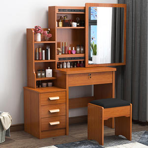 Vente en gros de coiffeuse en mélamine blanche simple avec miroir à LED pour <span class=keywords><strong>chambre</strong></span> à coucher, <span class=keywords><strong>petite</strong></span> table de maquillage pour femme <span class=keywords><strong>adulte</strong></span>, hôtel, salle de bain, rangement - Product Image 5