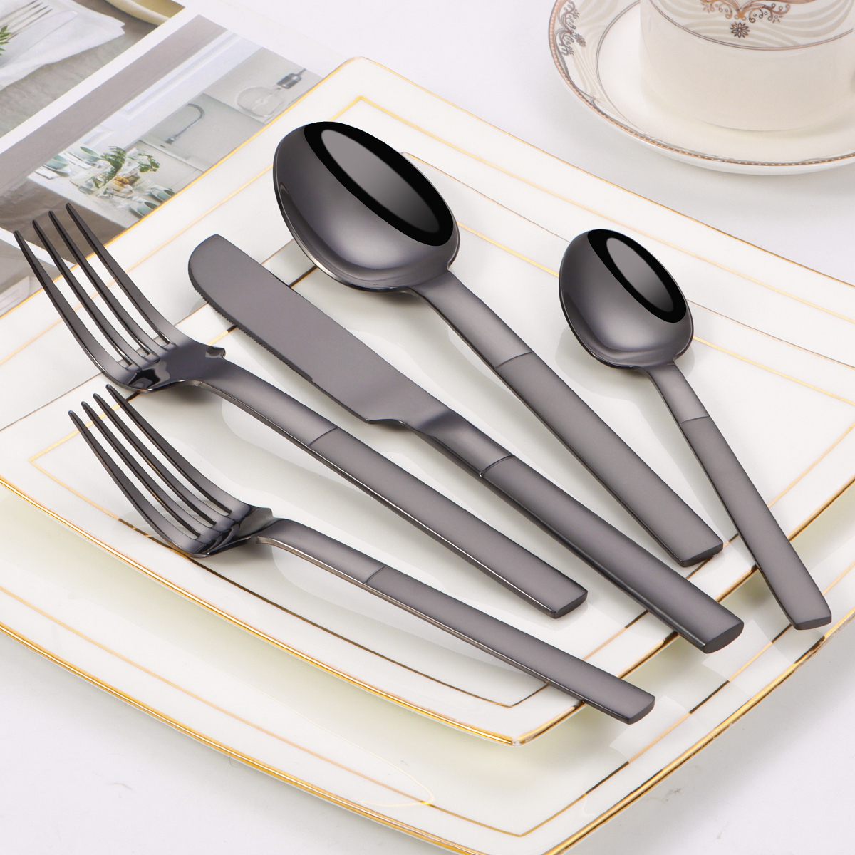 Factory Price Luxury Champagne Gold Stainless Steel Cutlery Set Modern Flatware Including Spoon Knife Fork Wholesale Bulk · image 5