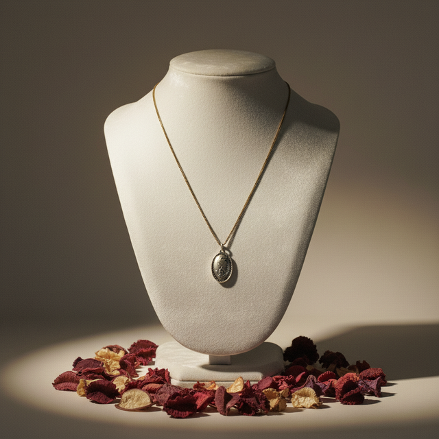 Vintage Light Luxury Round Women's Pendant Necklace with Gold-Plated Link Chain Copper Material for Party Use